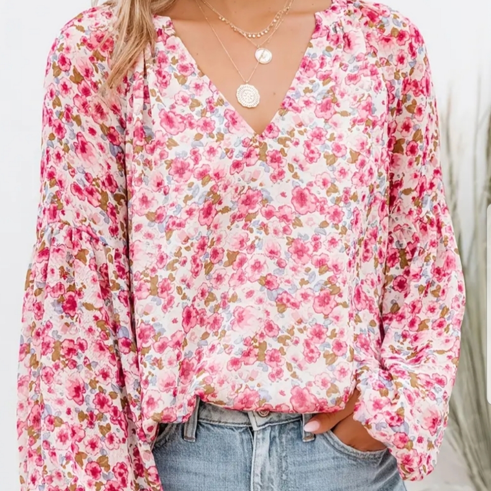 LANTERN LONG SLEEVE FLORAL BLOUSE
